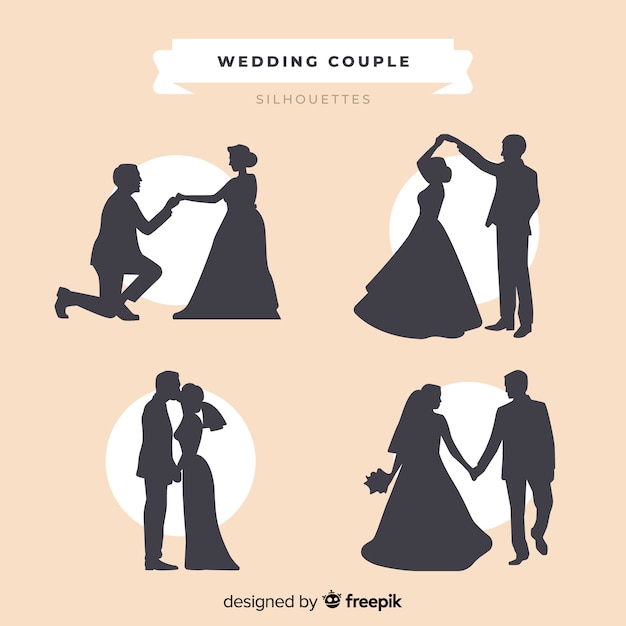 Couple vector wedding silhouette Wedding couple