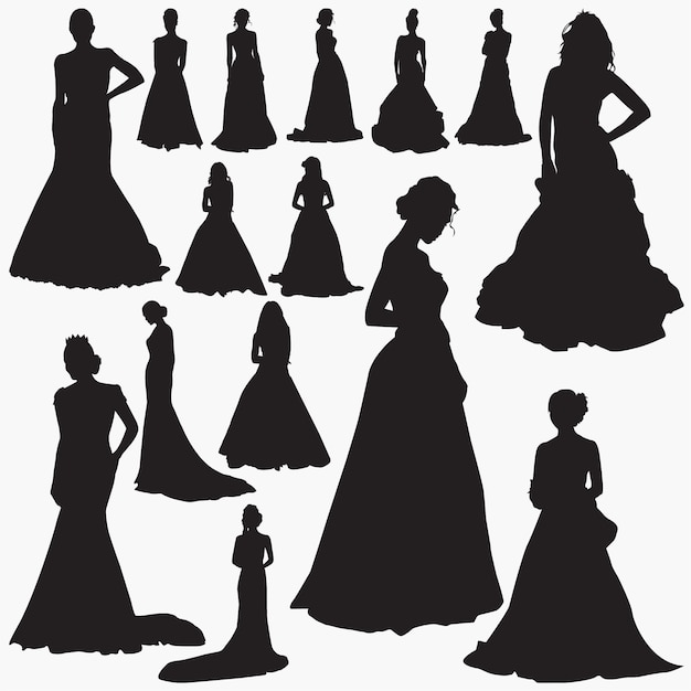 Download Premium Vector | Wedding dresses silhouettes