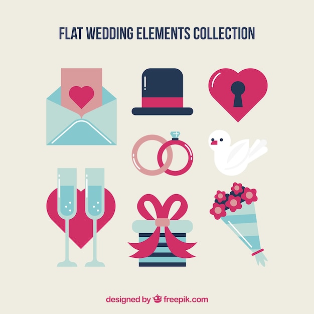 Wedding elements collection | Free Vector