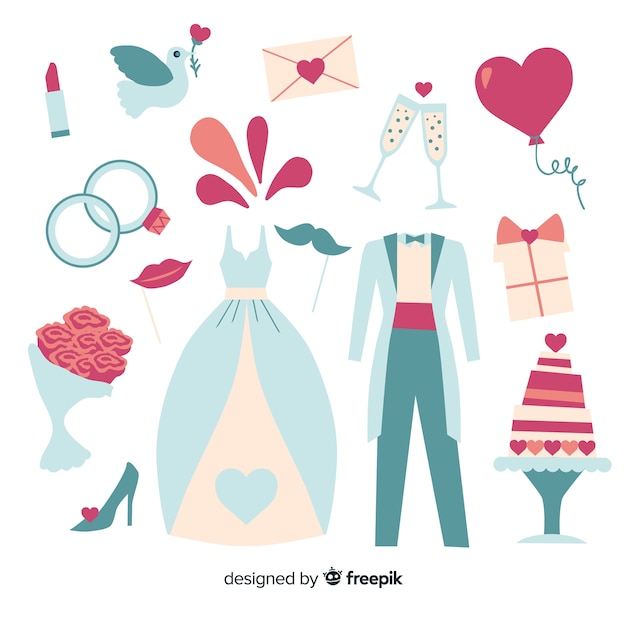 Wedding elements collection | Free Vector