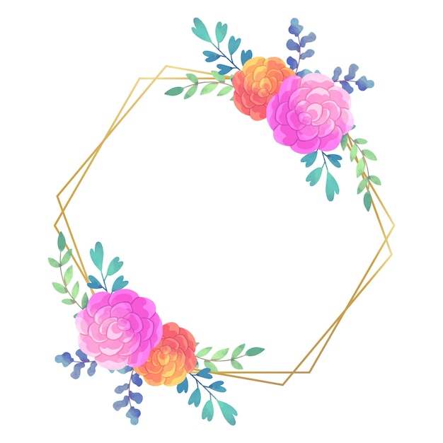 Download Wedding floral frame hexagonal style | Free Vector