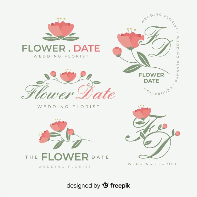 Free Vector | Wedding florist logo template collection