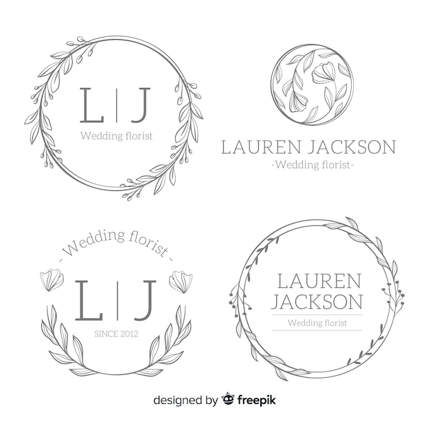 Koleksi template logo toko bunga pernikahan Vektor Gratis