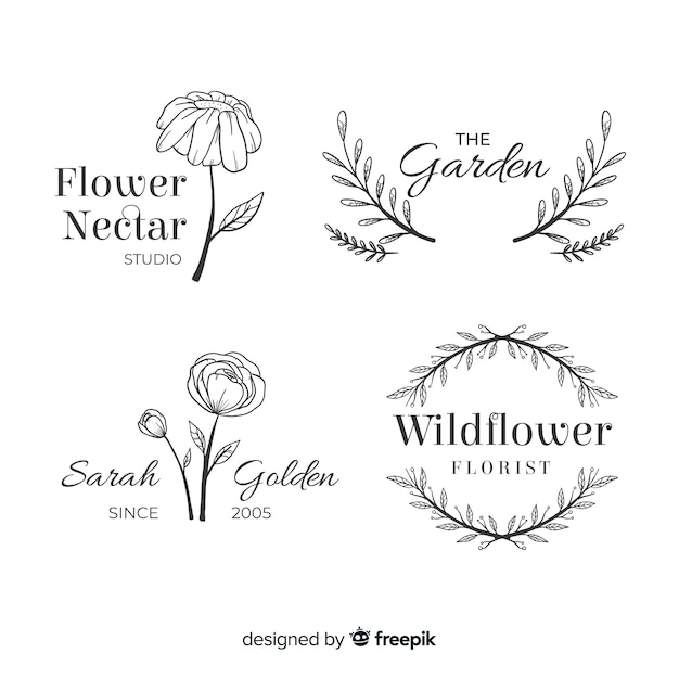 Free Vector | Wedding florist logos template collection