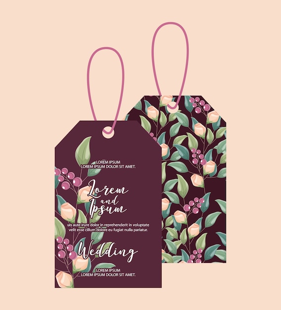 Download Wedding flowers tag floral decoration | Premium Vector