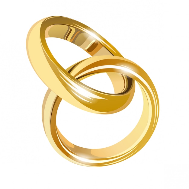 Wedding gold rings isolated on white | Premium Vector