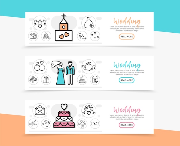 Free Vector | Wedding horizontal banners