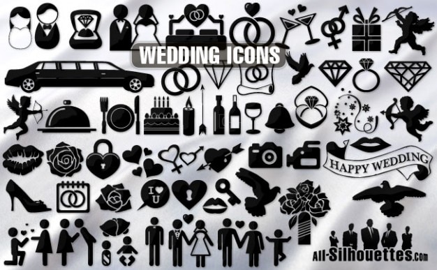 Download Wedding icons love symbols vector Vector | Free Download