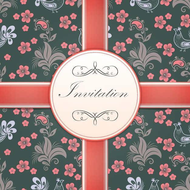 Wedding invitation and announcement card with\
floral background artwork