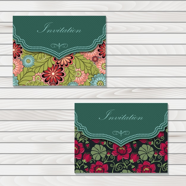 Wedding invitation and announcement card with\
floral background artwork