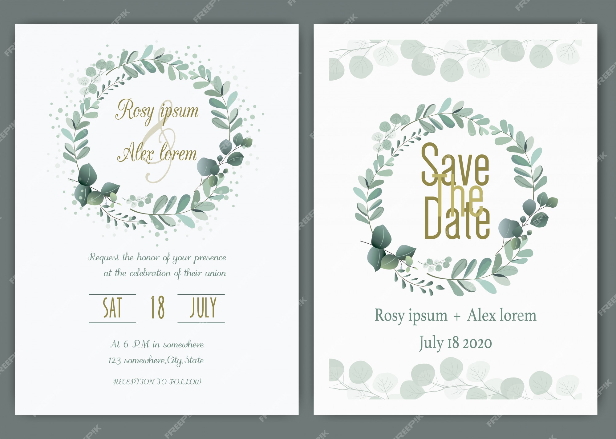 Premium Vector | Wedding invitation card floral hand drawn frame