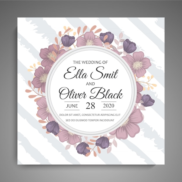 Wedding invitation card suite with flowers. template. vector illustration Free Vector