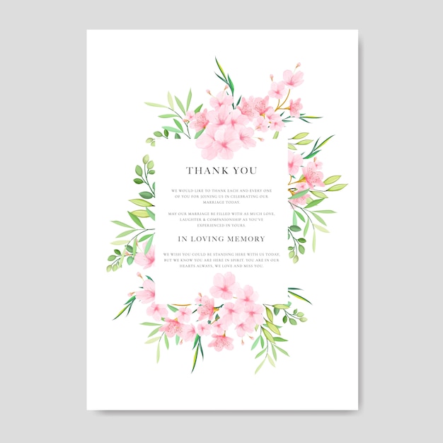 Premium Vector | Wedding invitation card template with floral cherry blossom design