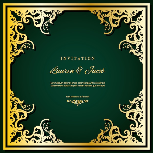 Wedding invitation card template with laser cutting frame. | Premium Vector
