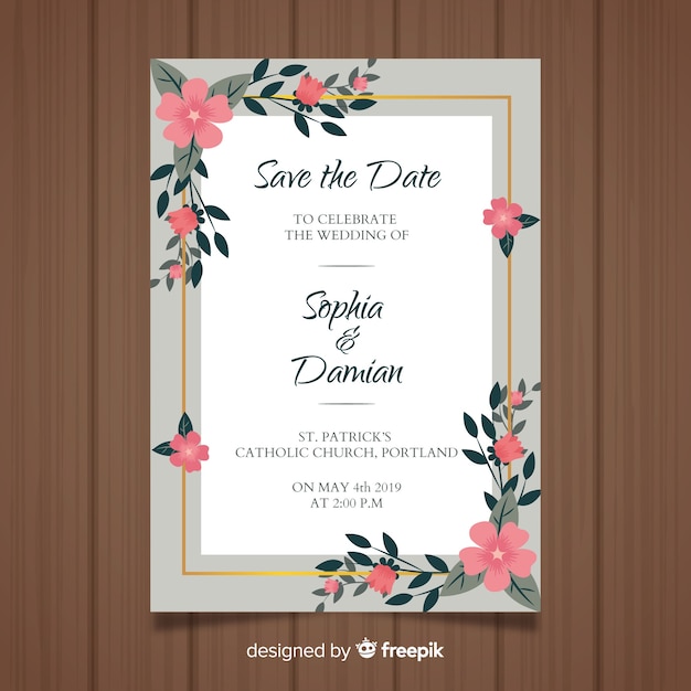 Download Wedding invitation card template Vector | Free Download