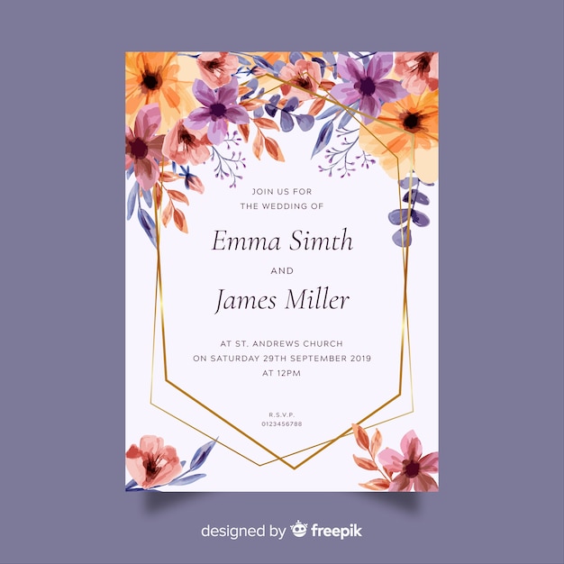 Download Wedding invitation card template Vector | Free Download