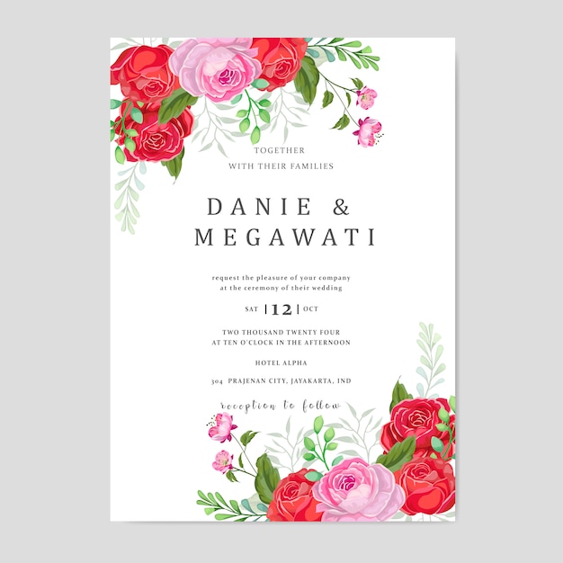 Premium Vector | Wedding invitation card with background beautiful ...