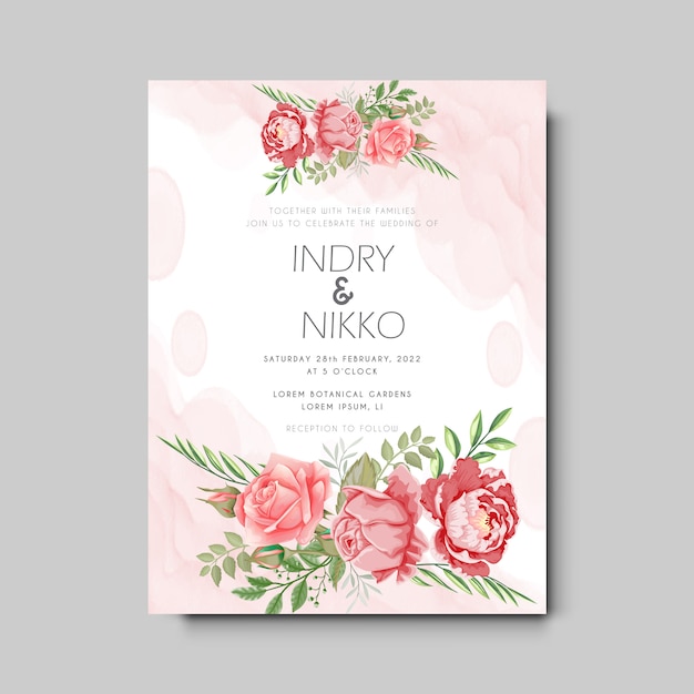 Premium Vector | Wedding invitation card with beautiful and artistic floral