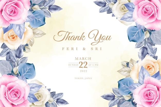Premium Vector | Wedding invitation card with floral watercolor