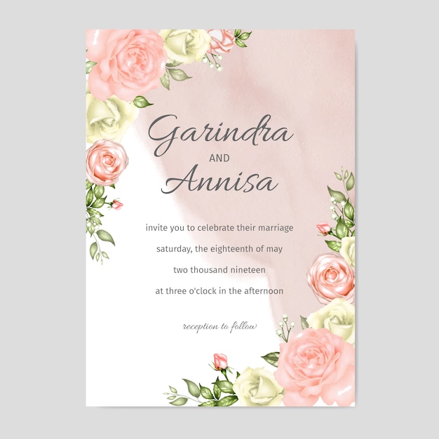 Premium Vector | Wedding invitation floral watercolor