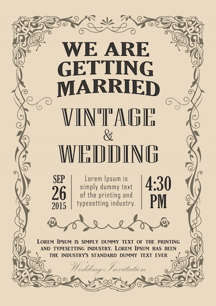Download Wedding invitation frame vintage border vector ...