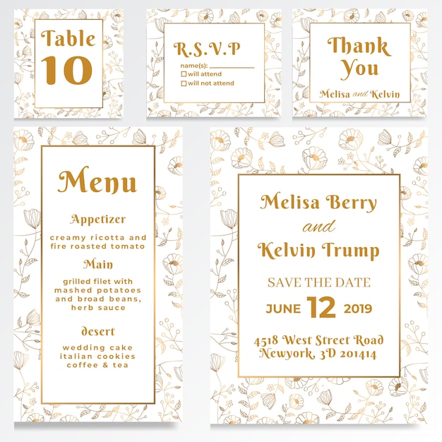 Premium Vector Wedding Invitation Rsvp Card White Gold Style