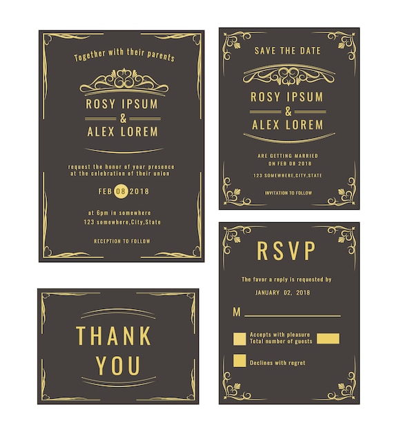 Download Wedding invitation , save the date, rsvp card, thank you ...