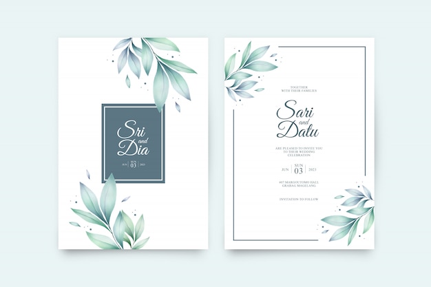Download Free Wedding Invitation Set Template With Beautiful Leaves Watercolor Use our free logo maker to create a logo and build your brand. Put your logo on business cards, promotional products, or your website for brand visibility.