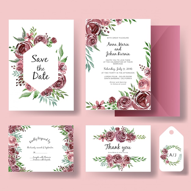 Download Free Wedding Invitation Set Of Watercolor Flower Purple Template Use our free logo maker to create a logo and build your brand. Put your logo on business cards, promotional products, or your website for brand visibility.