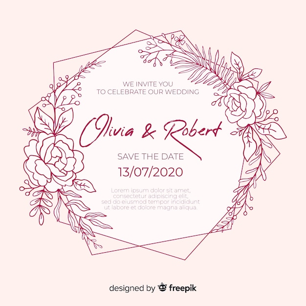 Free Vector | Wedding invitation template flat design