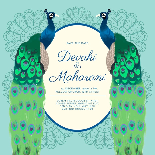 Peacock Invitations Template Free from image.freepik.com