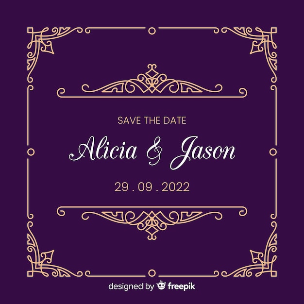 Download Free Vector | Wedding invitation template with ornaments