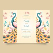 Premium Vector Wedding Invitation Template With A Peacock