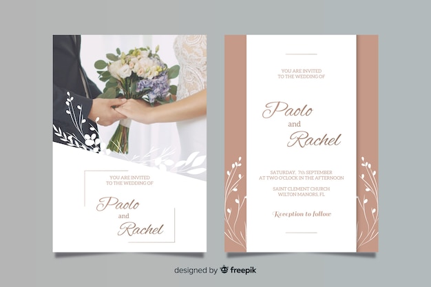 Free Vector Wedding Invitation Card With Photo