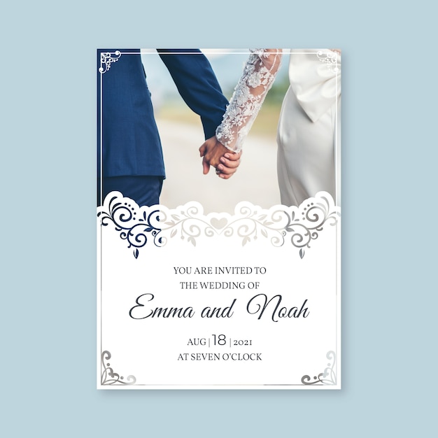 Download Wedding invitation template with photo Vector | Free Download