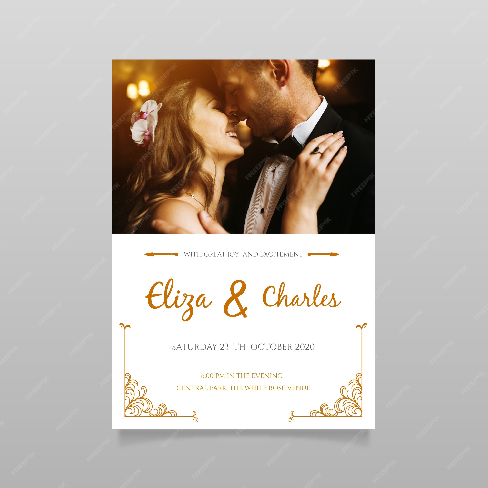 Free Vector | Wedding invitation template with photo