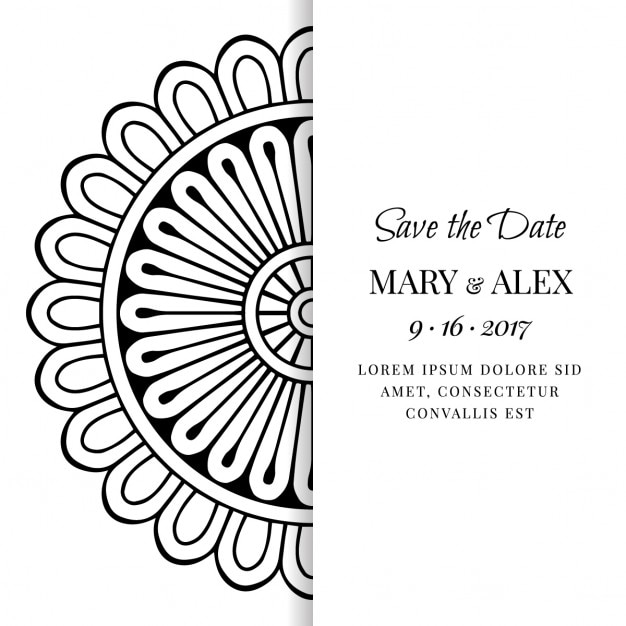 Download Wedding invitation with a cute floral mandala Vector ...