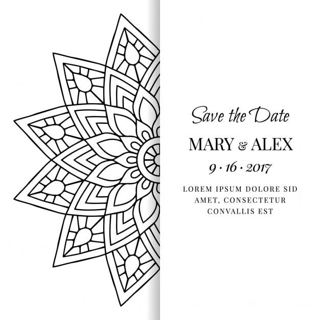 Download Free Vector | Wedding invitation with a black and white ...