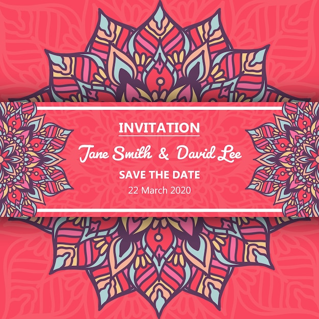 Download Premium Vector | Wedding invitation with mandala ornament