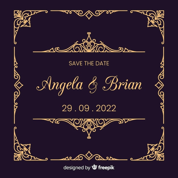 Download Free Vector | Wedding invitation with ornamental template