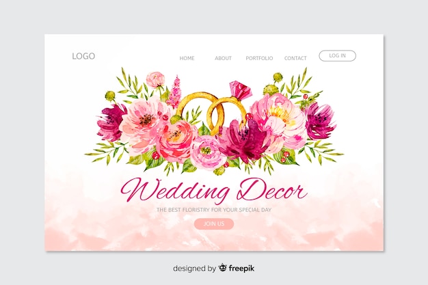 Wedding landing page Free Vector
