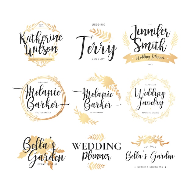 Free Vector | Wedding logo collection