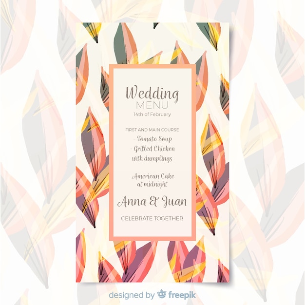 Wedding Menu Template Vector Free Download