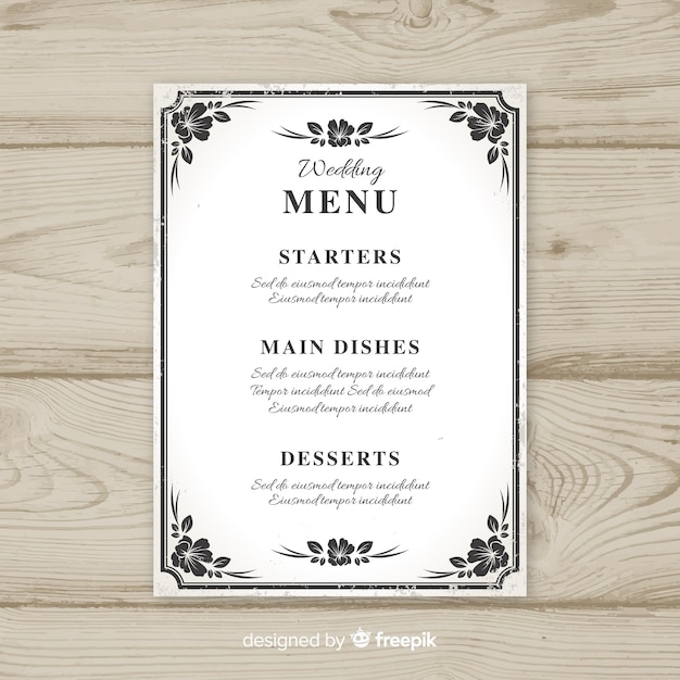 Wedding Menu Templates Free Download