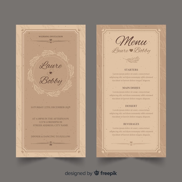 Wedding Menu Choice Template