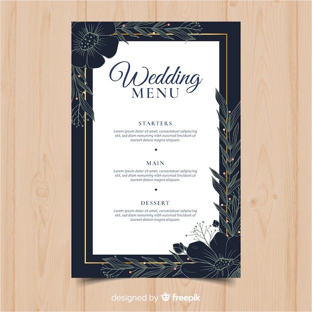 Free Vector | Wedding Menu Template