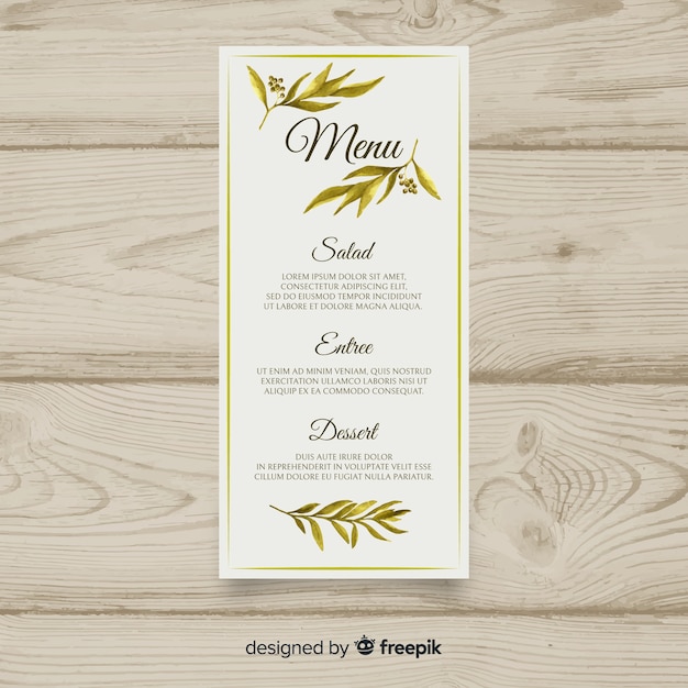 Wedding Menu Choice Template