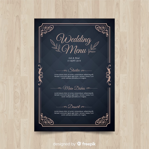wedding menu templates rustic microsoft word free