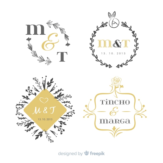 Wedding monogram logo templates collection Vector | Free ...