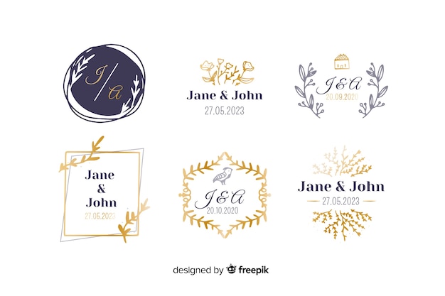 Download Wedding monogram logo templates collection Vector | Free ...